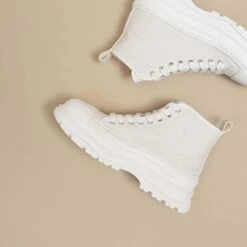 Baskets à Lacets Et Semelles épaisses En Textile Blanc -Xoxo Boutique 01W008079E.1694470077