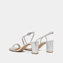 Sandales à Talons Et Brides En Cuir Métallisé Argent 14 Sandales à Talons Et Brides En Cuir Métallisé Argent -Xoxo Boutique 01W008080F.1694470081