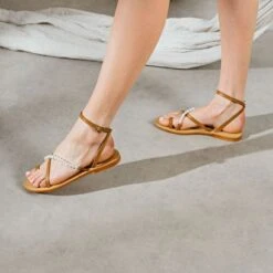 Sandales à Brides Et Perles En Cuir Camel -Xoxo Boutique 01W008106C.1694470126