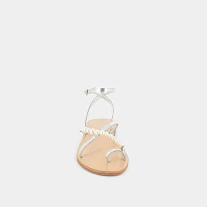 Sandales à Brides Et Perles En Cuir Métallisé Argent 8 Sandales à Brides Et Perles En Cuir Métallisé Argent – Image 6