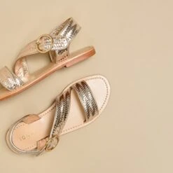 Sandales Asymétriques En Cuir Métallisé Platine -Xoxo Boutique 01W008129E.1694470139