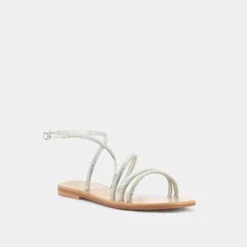 Sandales Plates à Brides Et Lanières En Cuir Et Strass Argent -Xoxo Boutique 01W008144D.1694470169