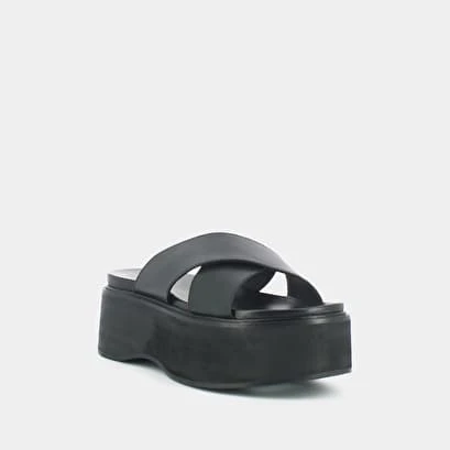 Mules à Brides Croisées Et Plateformes En Cuir Noir 4 Mules à Brides Croisées Et Plateformes En Cuir Noir – Image 2