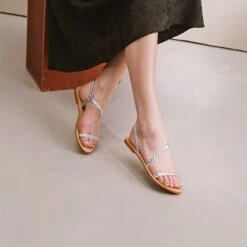 Sandales à Brides Tressées En Cuir Métallisé Argent -Xoxo Boutique 01W008181C.1694470266