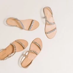 Sandales à Brides Tressées En Cuir Métallisé Argent -Xoxo Boutique 01W008181G.1694470269