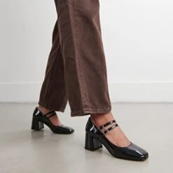 Babies à Talons Moyens Et Brides à Boucles En Vernis Plissé Noir -Xoxo Boutique 01W008184C.1694470274