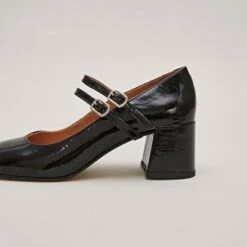 Babies à Talons Moyens Et Brides à Boucles En Vernis Plissé Noir -Xoxo Boutique 01W008184E.1694470276