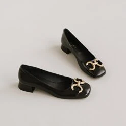 Ballerines à Talons Plats Et Mors En Cuir Glacé Noir -Xoxo Boutique 01W008211C.1694470385