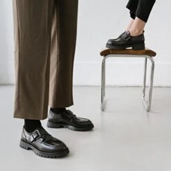 Derbies à Talons Plats, Boucles Et Coutu... En Cuir Glacé Marron -Xoxo Boutique 01W008236G.1694470498