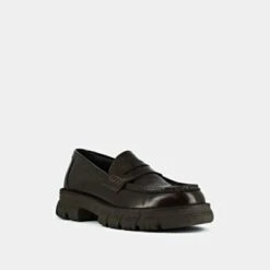 Mocassins à Semelles Crantées En Cuir Glacé Marron 13 Mocassins à Semelles Crantées En Cuir Glacé Marron -Xoxo Boutique 01W008243D.1694470530