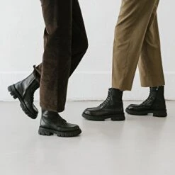 Boots à Lacets Et Semelles épaisses En Cuir Noir -Xoxo Boutique 01W008246C.1694470544