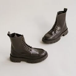 Boots à Lacets Et Semelles épaisses En Cuir Glacé Marron -Xoxo Boutique 01W008247C.1694470549