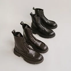 Boots à Lacets Et Semelles épaisses En Cuir Glacé Marron -Xoxo Boutique 01W008247G.1694470552