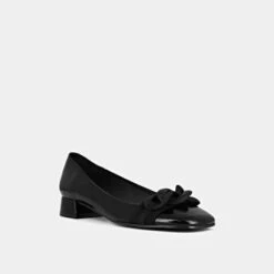 Ballerines à Noeuds En Vernis Plissé Noir -Xoxo Boutique 01W008284D.1694470586