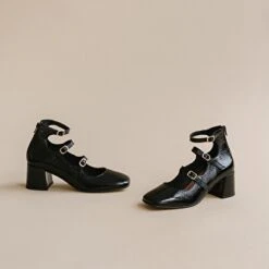 Babies à Brides Et Talons En Cuir Brillant Noir -Xoxo Boutique 01W008299C.1694470635