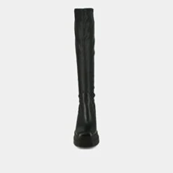 Bottes Hautes à Plateformes En Cuir Grainé Noir -Xoxo Boutique 01W008304F.1700747448