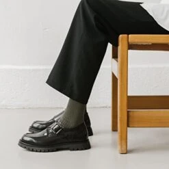 Derbies à Talons Plats, Boucles Et Coutu... En Cuir Glacé Noir