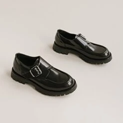 Derbies à Talons Plats, Boucles Et Coutu... En Cuir Glacé Noir -Xoxo Boutique 01W008322C.1694470729