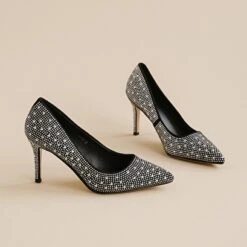 Escarpins En Strass Noir Et Argent -Xoxo Boutique 01W008330C.1694470756