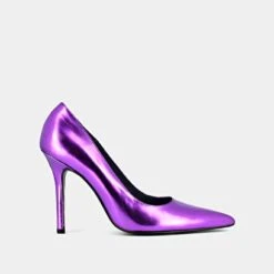 Escarpins à Bouts Pointus Et Talons En Cuir Metallisé Violet -Xoxo Boutique 01W008359B.1694470822