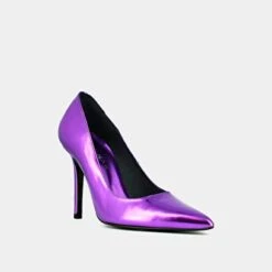 Escarpins à Bouts Pointus Et Talons En Cuir Metallisé Violet -Xoxo Boutique 01W008359D.1694470823