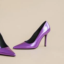 Escarpins à Bouts Pointus Et Talons En Cuir Metallisé Violet -Xoxo Boutique 01W008359E.1694470824