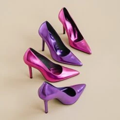 Escarpins à Bouts Pointus Et Talons En Cuir Metallisé Violet -Xoxo Boutique 01W008359G.1694470825