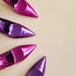 Escarpins à Bouts Pointus Et Talons En Cuir Metallisé Violet -Xoxo Boutique 01W008359H.1694470826