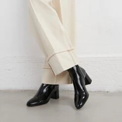 Bottines à Talons En Vernis Plissé Noir -Xoxo Boutique 01W008367C.1698942951