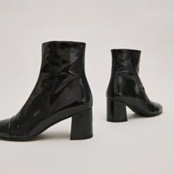 Bottines à Talons En Vernis Plissé Noir -Xoxo Boutique 01W008367E.1698942952