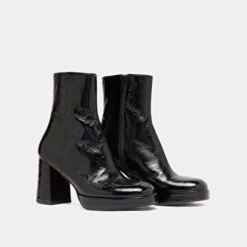 Boots à Plateformes Et Bouts Carrés En Cuir Brillant Noir -Xoxo Boutique 01W008393D.1694470902