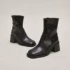 Bottines à Bouts Carrés Et Coutures Apparentes En Cuir Noir -Xoxo Boutique 01W008431A.1694471016