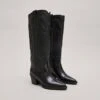 Bottes à Talons épais Et Surpiqures Apparentes En Cuir Grainé Noir -Xoxo Boutique 01W008505A.1694503499