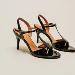 Xoxo Boutique 29 Sandales à Talons Fins En Cuir Verni Noir