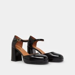 Babies à Talons Et Bouts Carrés En Cuir Brillant Noir -Xoxo Boutique 01W008546D.1694503614