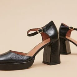 Babies à Talons Et Bouts Carrés En Cuir Brillant Noir -Xoxo Boutique 01W008546E.1694503614