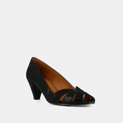 Escarpins à Bouts Ouverts En Velours Laminé Noir -Xoxo Boutique 01W008549D.1694503626