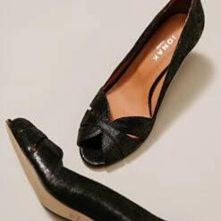 Escarpins à Bouts Ouverts En Velours Laminé Noir -Xoxo Boutique 01W008549E.1694503626