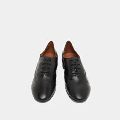 Derbies à Talons Plats En Cuir Noir 15 Derbies à Talons Plats En Cuir Noir -Xoxo Boutique 01W008600G.1694503735