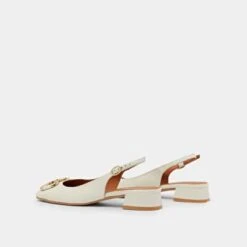 Ballerines Slingback à Bouts Carrés Et Détails Dorés En Cuir Vieilli écru -Xoxo Boutique 01W008610F.1694503772