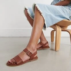 Sandales à Brides Et Bouts Ouverts En Cuir Cognac -Xoxo Boutique 01W008615C.1694503790