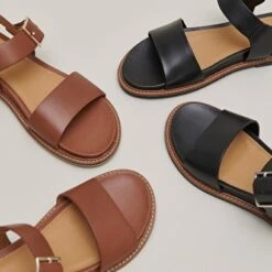 Sandales à Brides Et Bouts Ouverts En Cuir Cognac -Xoxo Boutique 01W008615G.1694503792