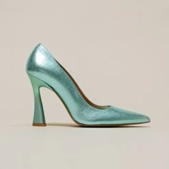 Escarpins à Talons Hauts Et Bouts Pointus En Cuir Métallisé Turquoise -Xoxo Boutique 01W008633E.1694503835