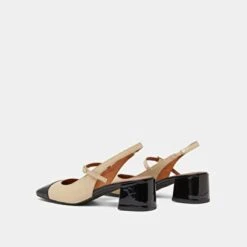 Salomés Slingback à Bouts Carrés En Vernis Noir Et écru -Xoxo Boutique 01W008635F.1694503844