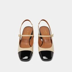 Salomés Slingback à Bouts Carrés En Vernis Noir Et écru -Xoxo Boutique 01W008635G.1694503844