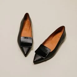 Ballerines à Bouts Pointus En Vernis Plissé Noir -Xoxo Boutique 01W008637C.1694503851