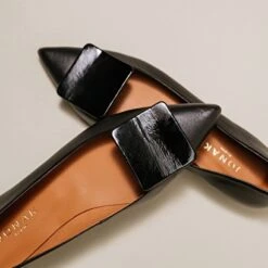 Ballerines à Bouts Pointus En Vernis Plissé Noir -Xoxo Boutique 01W008637E.1694503852