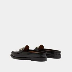 Mocassins à Mors Dorés En Cuir Glacé Noir -Xoxo Boutique 01W008643F.1708517228