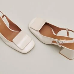 Escarpins Slingback à Bouts Carrés En Vernis Plissé écru -Xoxo Boutique 01W008655E.1694503917