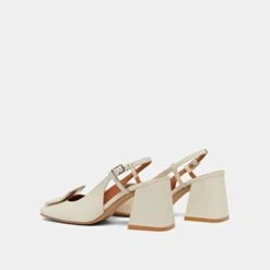 Escarpins Slingback à Bouts Carrés En Vernis Plissé écru -Xoxo Boutique 01W008655F.1694503918